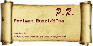 Perlman Ruszlána névjegykártya